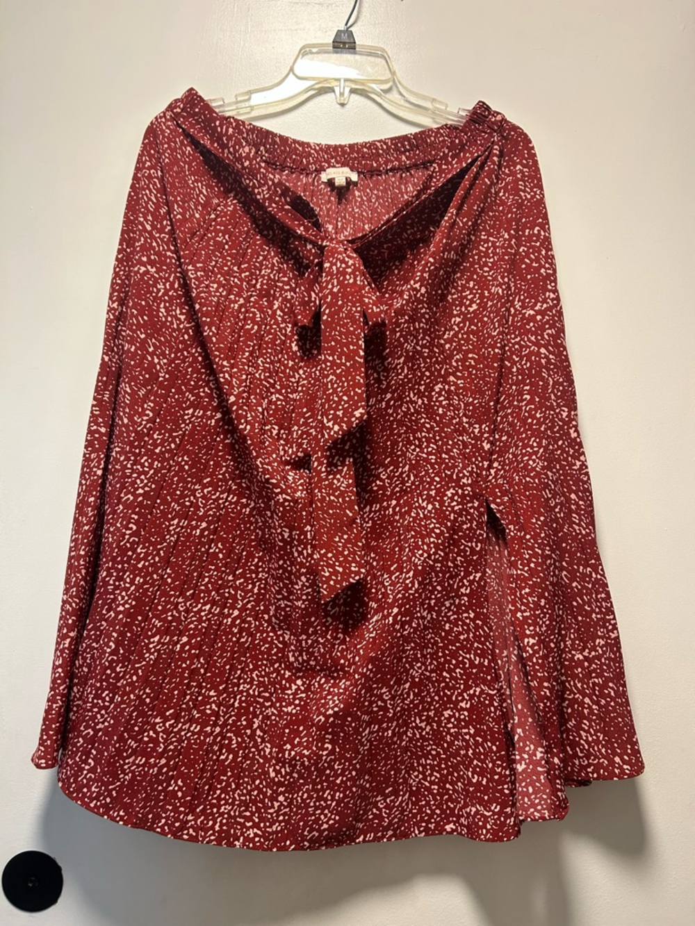 Skies Are Blue Pleated Red Speckled Midi Skirt